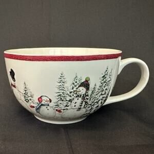 Williams Sonoma Large Christmas Winter Snowman Hot Chocolate Latte Mug